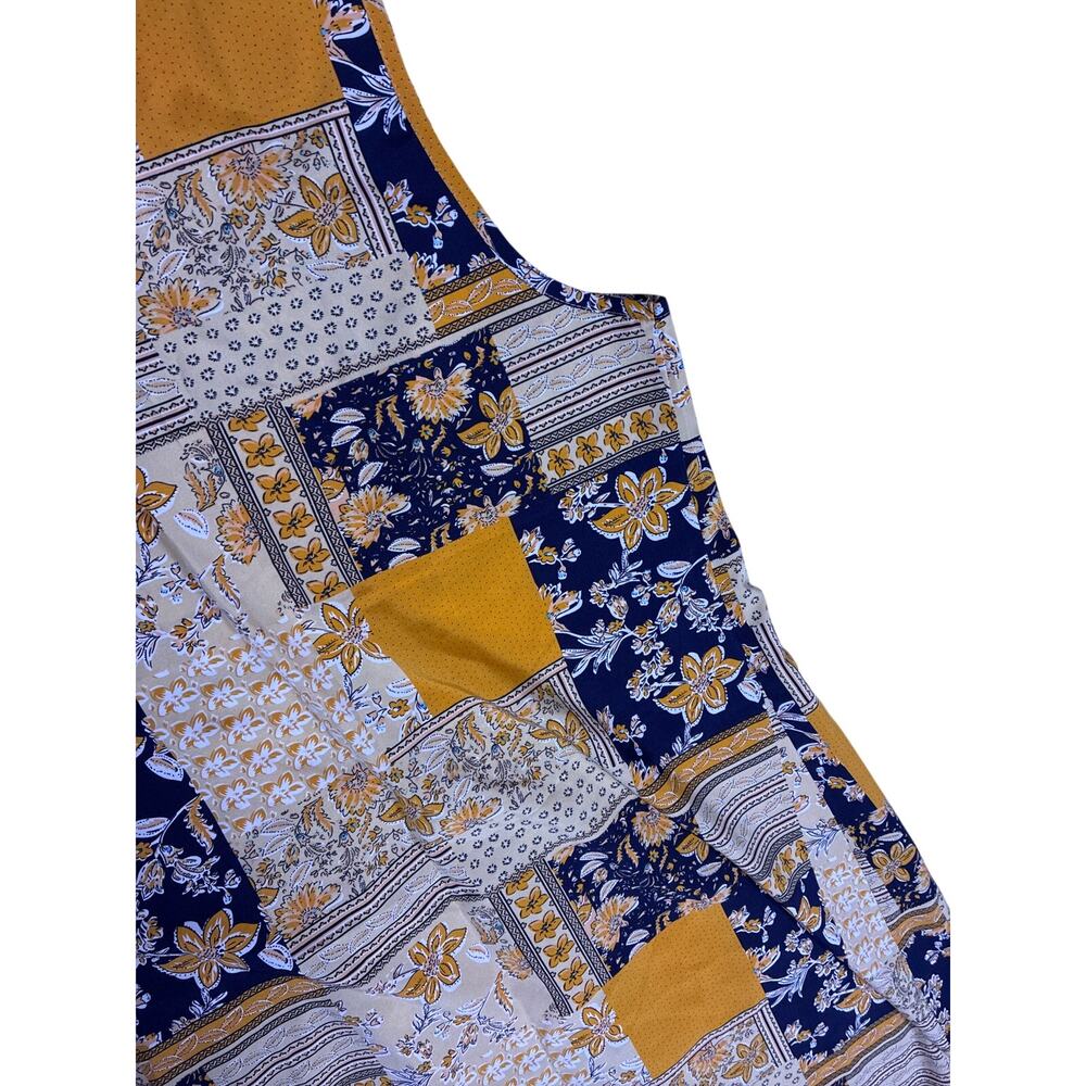 Patchwork Floral Spring Dress Yellow Blue Easter Cottagecore Women’s XL - Picture 5 of 6